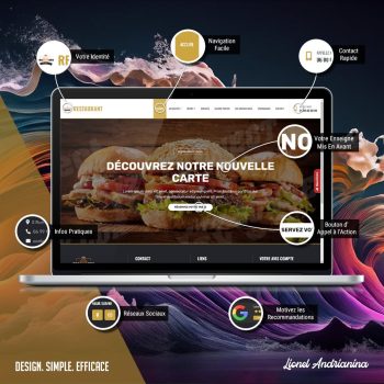Page d'accueil d’un site web entreprise avec contenu intégré.